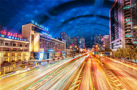 科技城市夜景光速隧道背景图片