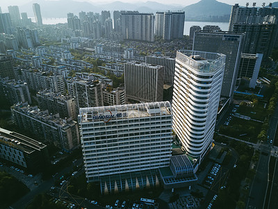 香港企业航拍城市高楼背景