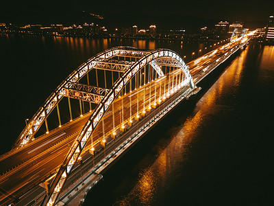 城市复兴城市桥梁夜景背景