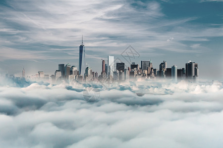 美国城市剪纸风天空上高楼林立的纽约设计图片