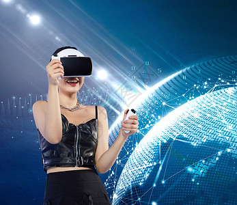 女性VR虚拟现实背景图片