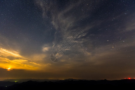 月亮初升星月齐辉背景