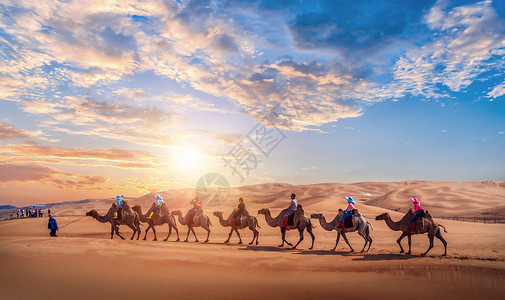 西北骆驼沙漠中的风景设计图片