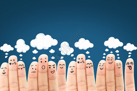 手机微笑手指表情云设计图片