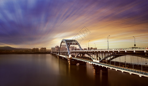 钱江四桥大桥与城市航拍背景