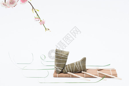 樱花创意背景图端午中国风粽子创意拍摄背景