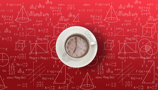 时钟数学素材杯子里的时间商务背景设计图片