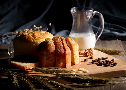 牛奶面包营养早餐背景图片