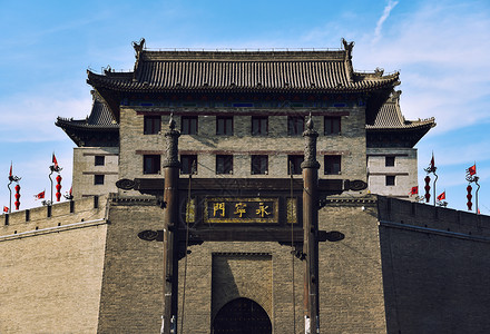 西安永宁门城楼背景图片
