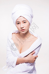性感浴袍美女美容美肤形象背景图片
