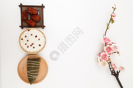 樱花创意背景图端午节美食粽子背景