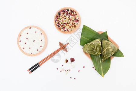 筷子和碗摆拍图图片端午粽子清新简约背景图背景