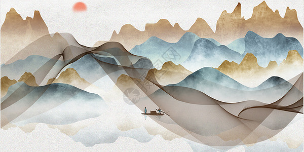 水墨画山水画中国风设计图片