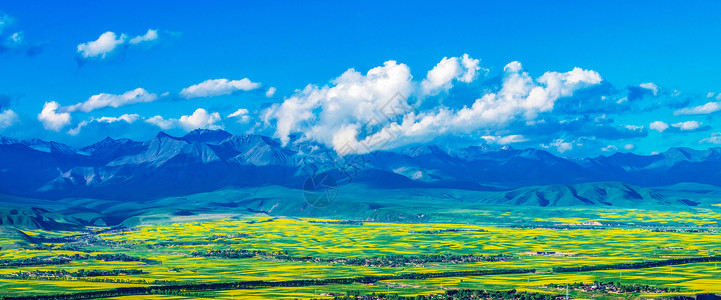 春天唯美壁纸图片蓝天白云高山草地壁纸背景