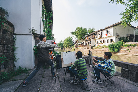 杭州小河直街临摹的学生高清图片