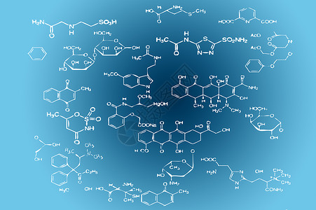 化学分子蓝色背景背景图片