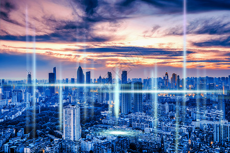 夜幕背景图蓝色城市科技背景图设计图片