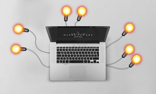 多功能手提灯灯泡与电脑设计图片