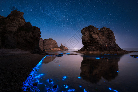 天高海阔星空星轨银河荧光海背景