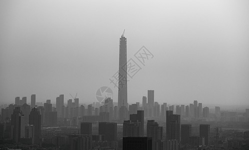 呆立环境污染雾霾下的城市背景