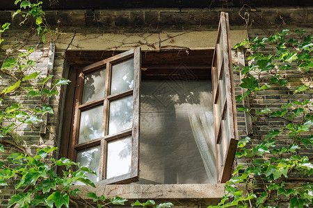 古风窗桌素材复古的窗打开背景