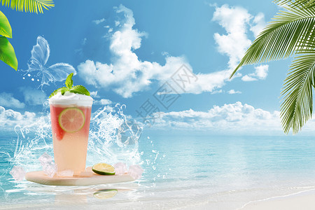 植物蛋白饮料夏日背景设计图片