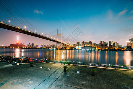南浦大桥夜景拍摄背景图片