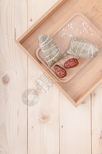 小樱桃底纹清新文艺端午节食材粽子桌面背景