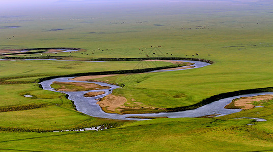 河水风景内蒙古呼伦贝尔大草原背景