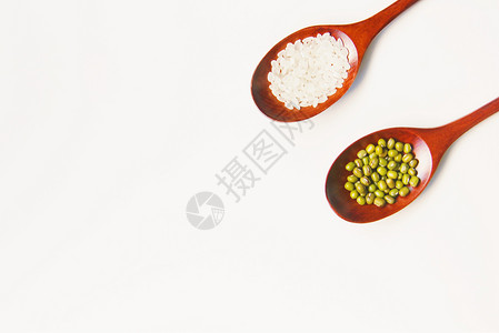日式背景素材绿豆与大米 食品背景素材背景