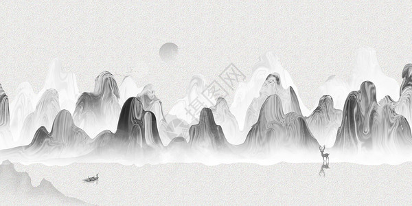 中国风抽象水墨竹林山水banner背景设计图片