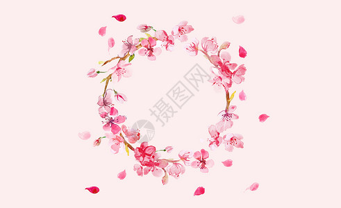 粉色桃花与树枝桃花设计图片