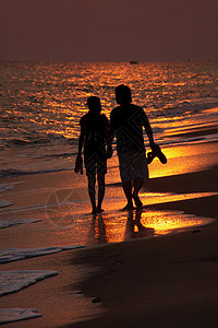 沙滩爱情侣背景
