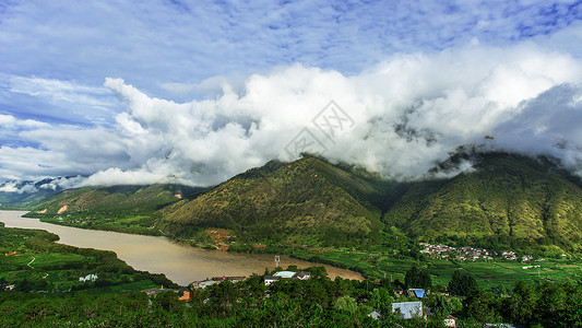 云南火山壮阔的高原山河背景