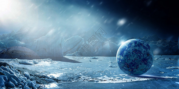 蓝天雪冰河世纪地球设计图片