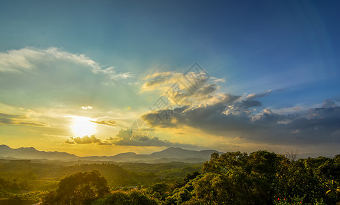 森林里的夕阳图片