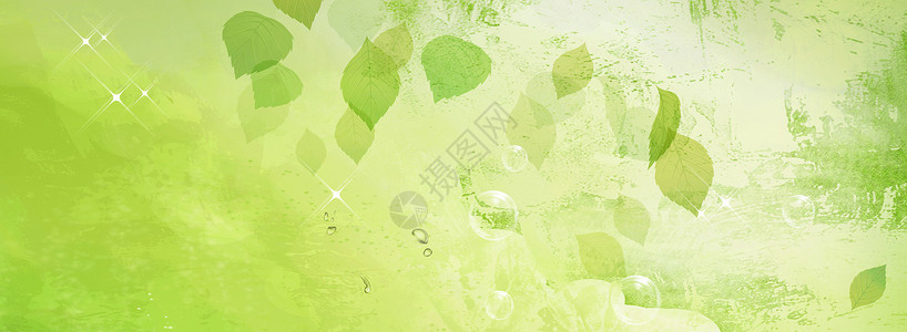 飘落的叶子绿色banner设计图片