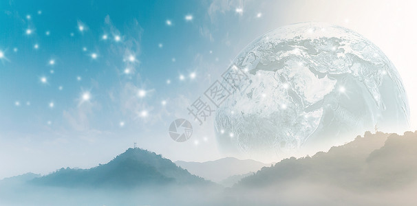 地球童话素材蓝色梦幻banner设计图片