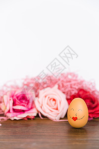粉兔子边框520卡通手绘抱爱心的蛋背景