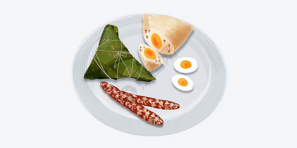 鸡蛋培根拌面端午节粽子设计图片