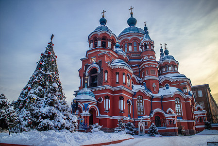 冬天血的素材雄伟壮观的教堂背景