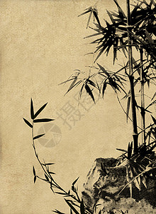 绿墨中国风的竹子背景
