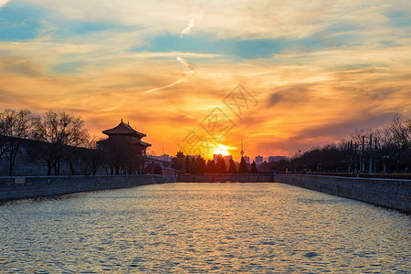 北京故宫角楼-夕阳图片