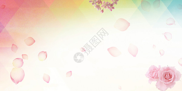 五颜六色的花朵节日背景banner海报设计图片