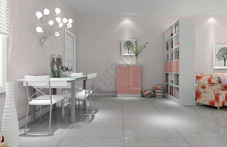 3D室内效果现代客厅餐厅效果图背景