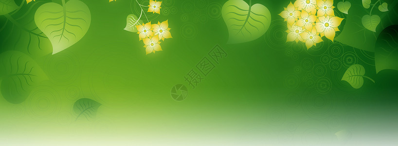 绿色黄色落叶绿色banner设计图片