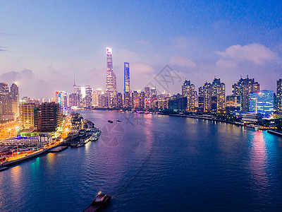 江岸夜景上海的城市夜景高楼大厦背景