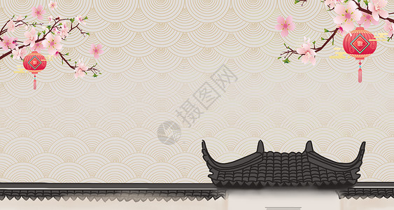 剪纸樱花春节设计图片
