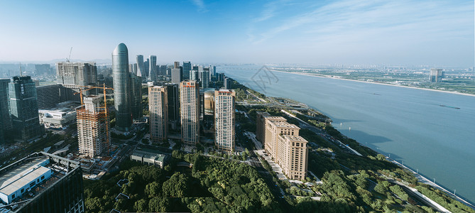 高端房地产展板城市江景全景图背景