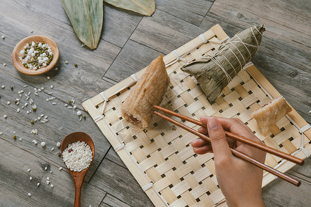 印花布背景传统美食端午粽子背景